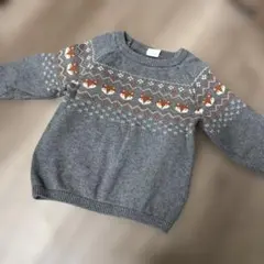 H&M グレー 動物柄 ニットセーター 74cm