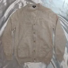 【美品】ユニクロ プレミアムラム Vネックカーディガン 長袖 ウール100% L