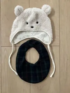 H&M クマさん帽子とチェック柄スタイのセット