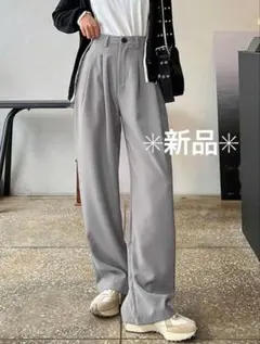 タックパンツ ワイドパンツ　グレー　DAZY