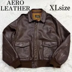 激レア✨ エアロレザー A-2 40 L ブラウン ワッペン フライトジャケット AERO LEATHER エアロレザー A-2 レザー フライト ジャケット