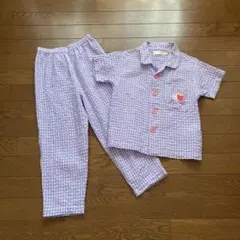 紫とピンクのチェック柄パジャマセット 110cm
