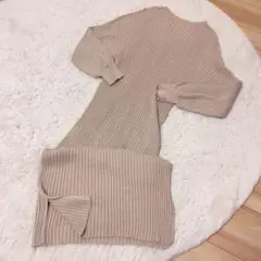 【SENSE OF PLACE】リブニットロングワンピース ベージュ