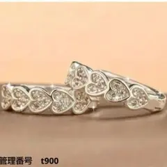 シルバー ハート×ラインストーン フープピアス 可愛い デイリーアクセ　小さめ