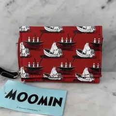 新品 未使用 MOOMIN ムーミン 三つ折り財布 レッド 赤 ボート