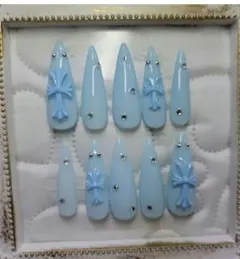 #ネイルチップ#ロングネイル#クロムネイル#夏ネイル#ワンホン【即購入OK♡】のサムネイル