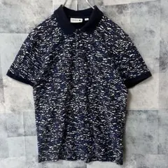 LACOSTE Ssize 半袖ポロシャツ 刺繍ロゴ 青 ブルー