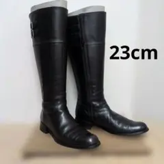ブラックレザー ロングブーツ サイドファスナー