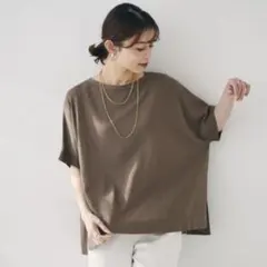 アンタイトル　UNTITLED コットンリネン ワイドプルオーバーニット 半袖