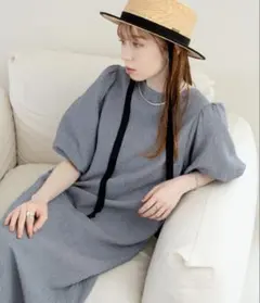 新品】hinari ヒナリ パフスリーブワンピース チェック タグ付き