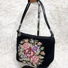 FEILER シェニール織 ワンショルダー バッグ ロゴパッチ 花柄