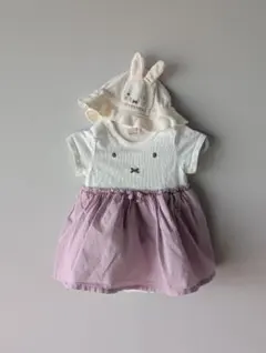 ミッフィーロンパース&帽子セット 70㎝