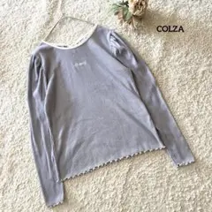 コルザ COLZA 長袖トップス M バックリボン リブ ライトグレー