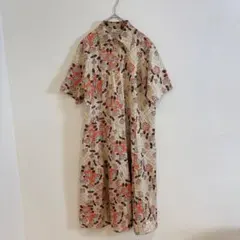 レアBEAMS BOY 花柄 パッチワーク 半袖 ボタンダウン シャツワンピース 
