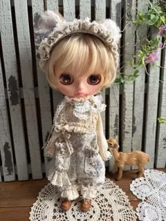 min ネオブライス　アウトフィット　小花柄つなぎセット