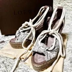 LOEWE エスパドリーユ　ウェッジソールサンダル　アナグラム　リボン　23cmのサムネイル