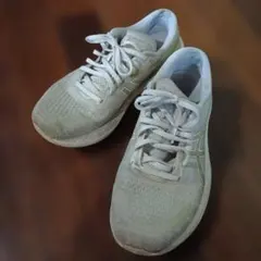 ASICS ベージュ ランニングシューズ 26cm ジャンク!!