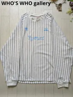 【WHO'S WHO gallery】ゲームシャツ ロンT ストライプ 白