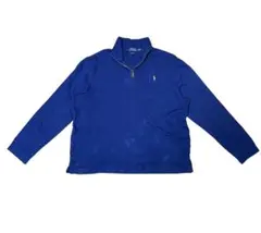 【美品・XL】ポロラルフローレン ハーフジップ ニット ブルー