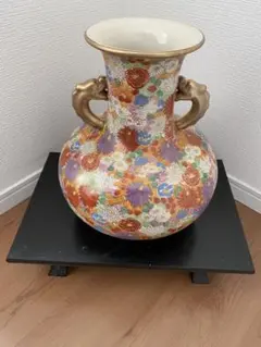 九谷星昭 金彩花詰龍耳花瓶 在銘 星昭 陶印 双耳 花入れ 壷 壺 骨董 Yahoo!オークション - [URA]九谷 星昭 造/色絵金彩花詰文花瓶/共箱/4-8