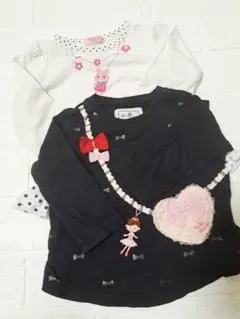 2枚セット Miki House 80 セット　長袖Tシャツ　黒　白　ミキハウス