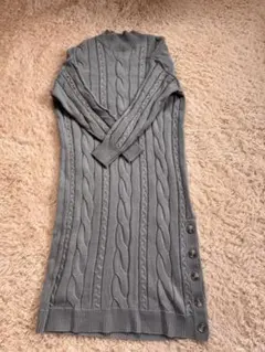 choco laffine ブルーグレー ケーブル編み ロングニットワンピース