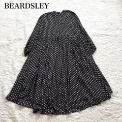 美品／BEARDSLEY ビアズリー Vネックドットギャザーブラウス ブラック