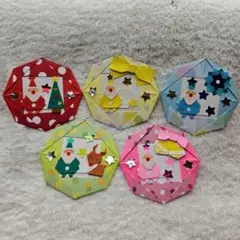 ハンドメイド 折り紙 クリスマスミニリース 5個セット ⑥