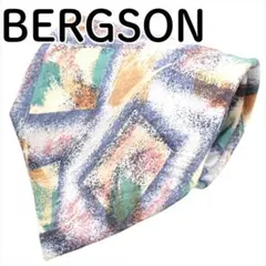 Bergson ネクタイ 幾何学模様 アート風 個性派 ブルー