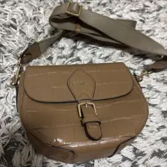 FURLA フルラ ショルダーバッグ 型押し　ブラウン
