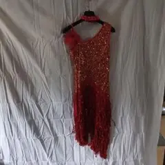 赤い社交ダンスドレス スパンコール