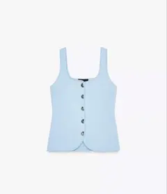 【ZARA】スムースニットコルセットトップス／ブルーのサムネイル