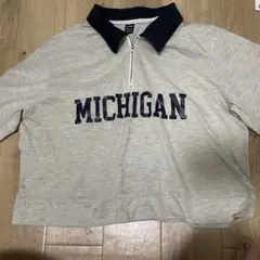 SHEIN ハーフジップ Tシャツ MICHIGAN