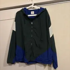 カラーブロック ナイロンジャケット フード付き