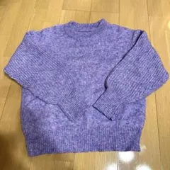 ワールド 長袖ニットセーター L パープル