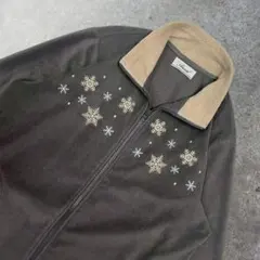 00's vintage フリースジャケット スノーフレーク 刺繍 ブラック