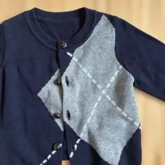 COMME CA ISM ネイビーアーガイル柄カーディガン