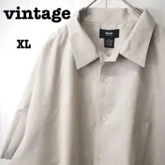 古着　vintage 無地　半袖シャツ　アースカラーベージュ　ユルダボ