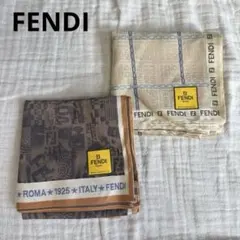 新品未使用FENDI フェンディ ハンカチ 2枚セット ロゴ 総柄 イタリアのサムネイル