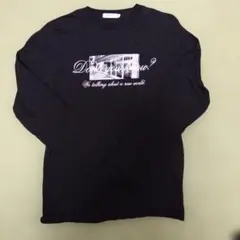 メンズ クルーネック長袖シャツ ブラック　Lサイズ