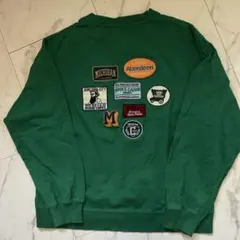 良品 NAVY 長袖トップス 袖リブ グリーン バックプリント