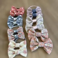 【ハンドメイド】花柄リボンヘアゴムセット