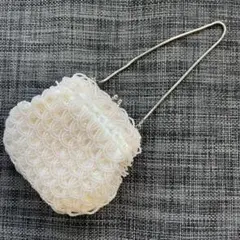 がま口　ビーズハンドバッグ　ピンク