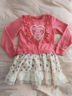 フリル付きハートプリントワンピース130