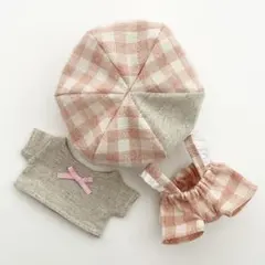 ちびぬい はぴぬい ちびスト 服 ナチュラルくま耳セット ベージュ