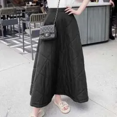 タグ付き　Rady レディ　キルティングフレアスカート　M ブラック　ロング丈