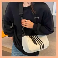 軽量 チェーンバッグ ショルダーバッグ ストライプ 男女兼用 スポーティー