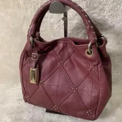 美品✨PLINIO VISONA プリニオヴィソナ　ハンドバッグ　レザー　ワイン