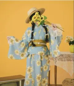 kutir クティールとレトロ ひまわり柄 セパレート浴衣 帯セット
