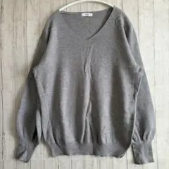美品【a.v.v】アーヴェヴェ　長袖ニット　グレー　L　シンプル　きれいめ　薄手